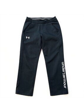 Under Armour Womens Pants Storm Fleece Wide Leg Sweatpants Black Semi Fitted